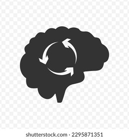 Vector illustration of the brain is thinking icon in dark color and transparent background(png).