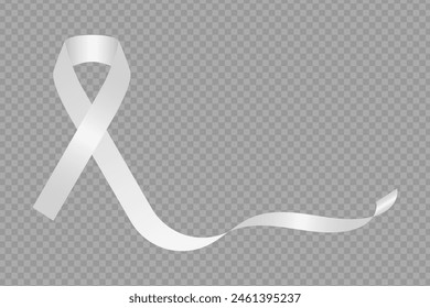 Vector illustration of brain tumor awareness gray ribbon on transparent background