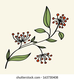 Vector illustration of branch with berries