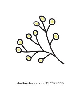 vector illustration of branch with berries in doodle style