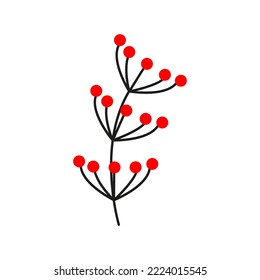 Rama de ilustración vectorial con bayas. Las bayas de estilo plano aisladas de fondo blanco. 