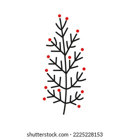 Vector illustration branch with berries. The berries in flat style isolated on white background. 