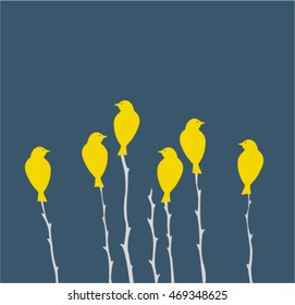 Vector Illustration of a Branch with Birds