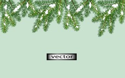 Vector Illustration Of A Branch Of A Christmas Tree Of Snowflakes And Ice On A New Year Tree For A Holiday