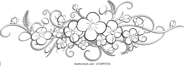 vector illustration of a branch of a flower