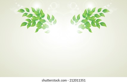 Vector illustration of Branch with green leaves