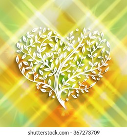 Vector illustration with branch heart. Tattoo style. For Valentine`s Day. Lovely ornate design.