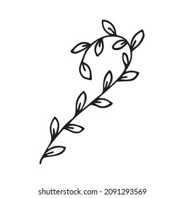 
ilustración vectorial de una rama con hojas en estilo doodle