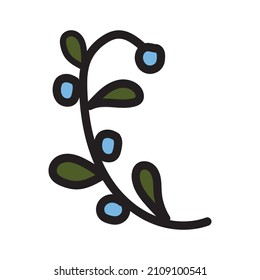 
vector illustration of branch with leaves in doodle style