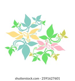 vector illustration of branch with leaves without background