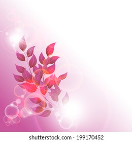 Vector illustration of branch with red leaves