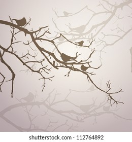 Vector Illustration of Branches with Birds