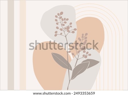 vector illustration of branches and flowers on cream background 3d wallpaper design