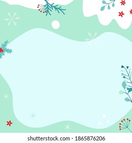 Ilustración vectorial con ramas, hojas y bayas. Para la tarjeta de saludo y la invitación a la fiesta, decoración de invierno, afiche o portada, diseño de paquetes, publicidad, publicación en medios sociales o correo postal, banner.