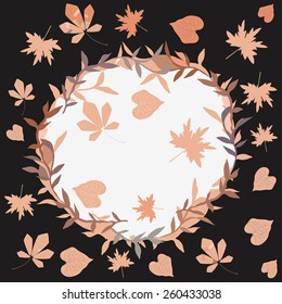 Vector illustration of branches and leaves on a dark background.
