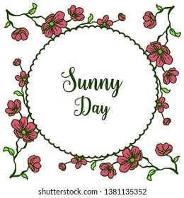 Vector illustration branches red flower frame for invitation card sunny day hand drawn