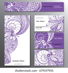 Vector illustration of a brand book, business cards, flyers and header on an abstract background