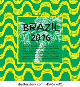 Vector illustration. Brasil style pattern with palm tree. Vector illustration. Brasil style pattern with palm tree. Ipanema pattern. Brazil 2016.
Brazil background for banner.