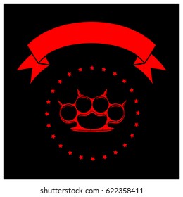 Vector illustration brass knuckle on grunge background. For tattoo or t-shirt design.