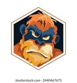 vector illustration of brave gorilla in abstract geometric or low poly contemporary style