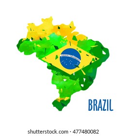 Vector Illustration Brazil Abstract Map with flag