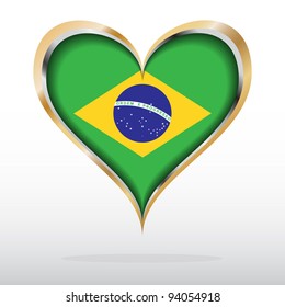 Vector illustration of Brazil Flag in Golden Heart