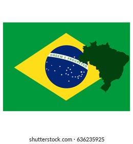 vector illustration of Brazil flag and map