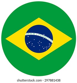 Vector illustration of Brazil flag. Round national flag of Brazil. Brazilian flag