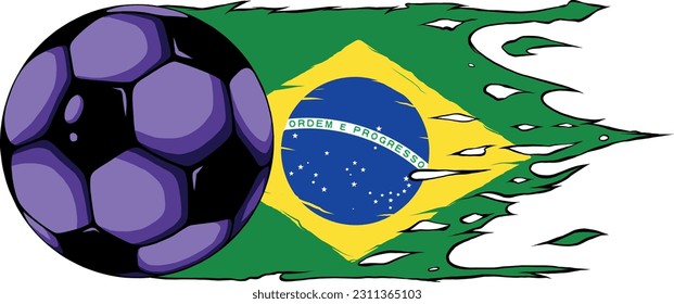 vector illustration of brazil flag with soccer ball