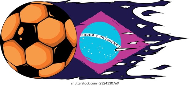 vector illustration of brazil flag with soccer ball