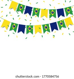 Vector Illustration of  Brazil Independence Day. Garland with the flag of Brazil on a white background.