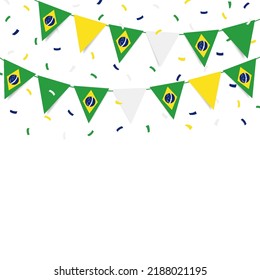 Vector Illustration of  Brazil Independence Day. Garland with the flag of Brazil on a white background.
