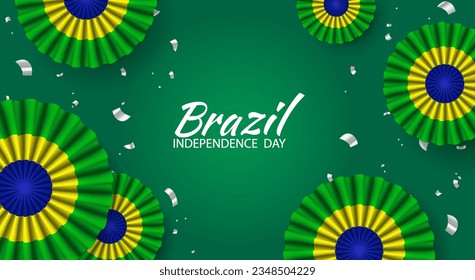 Vector Illustration of  Brazil Independence Day. Celebration banner. Cockade
