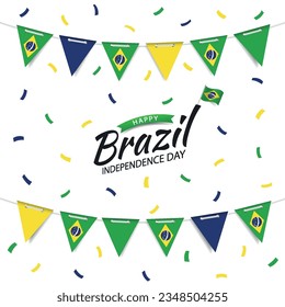 Vector Illustration of  Brazil Independence Day. Garland with the flag of Brazil on a white background.
