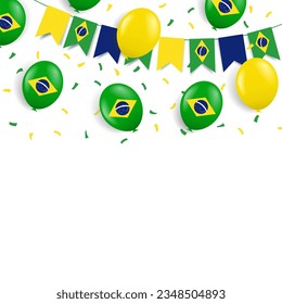 Vector Illustration of  Brazil Independence Day. Background with balloons and confetti.
