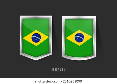 Vektorgrafik des BRAZIL Label Logos. BRASILIEN Schild BRASILIEN mit Flagge, brasilianische Produkt-Label Banner Vorlage.