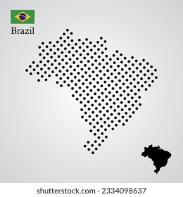 vector illustration of Brazil map silhouette halftone style
