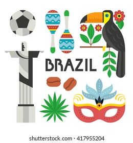 Vector illustration with Brazil symbols. Flat style vector design elements. svg