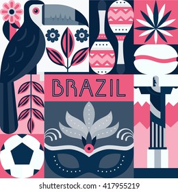 Vector illustration with Brazil symbols. Flat style vector collection. svg