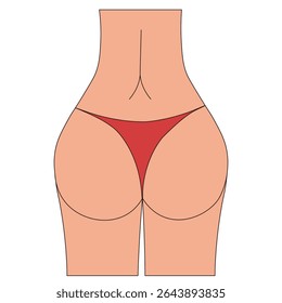 Vector illustration of Brazilian Buttocks in a bikini isolated transparent background. Perfect flat model of plastic surgery. Vector for medical plastic clinic poster flyer ads banner template design 