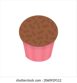 Vector illustration of a brazilian dessert called Brigadeiro, made from chocolate. Digital art of a sweet food.