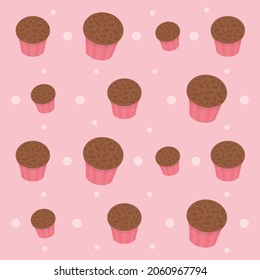 Vector illustration of a brazilian dessert called Brigadeiro, made from chocolate. Digital art of a typical sweet food on children's birthdays in Brazil. Seamless pattern.