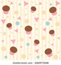 Vector illustration of a brazilian dessert called Brigadeiro, made from chocolate. Digital art of a typical sweet food on children's birthdays in Brazil. Yellow background seamless pattern.