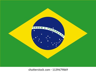 Vector illustration of Brazilian national flag. 