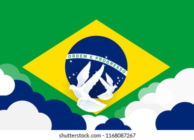 vector illustration. Brazilian national holiday Independence Day of Brazil is celebrated on 7 September. graphic design in symbolic colors business cards, invitations, gift cards, flyers and brochures