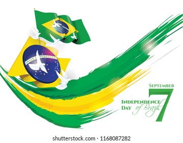 vector illustration. Brazilian national holiday Independence Day of Brazil is celebrated on 7 September. graphic design in symbolic colors business cards, invitations, gift cards, flyers and brochures