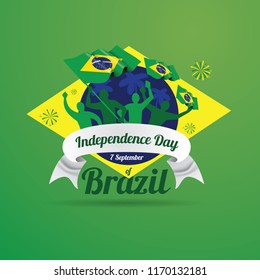 vector illustration. Brazilian national holiday Independence Day of Brazil is celebrated on 7 September. graphic design in symbolic colors business cards, invitations, gift cards, flyers and brochures