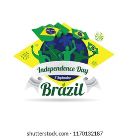 vector illustration. Brazilian national holiday Independence Day of Brazil is celebrated on 7 September. graphic design in symbolic colors business cards, invitations, gift cards, flyers and brochures