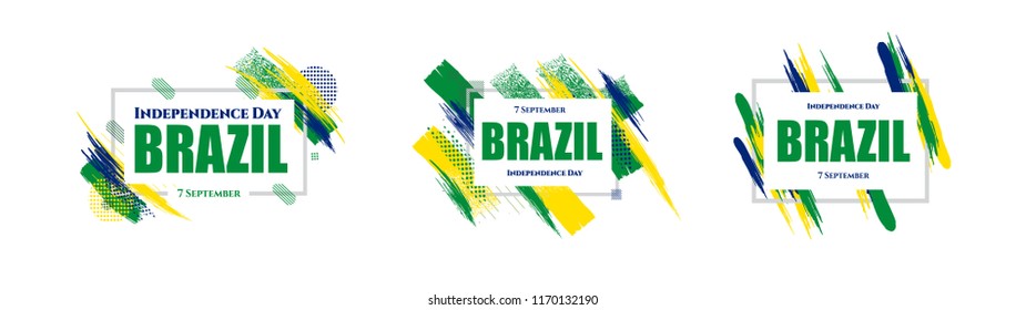 vector illustration. Brazilian national holiday Independence Day of Brazil is celebrated on 7 September. graphic design in symbolic colors business cards, invitations, gift cards, flyers and brochures