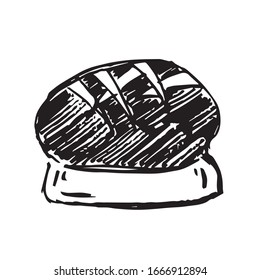 Ilustración vectorial de la panadería Icono de la comida en fondo aislado. Utilice este icono de dibujo manual o esbozo para diseño gráfico, póster, diseño de Pantalones y mucho más.